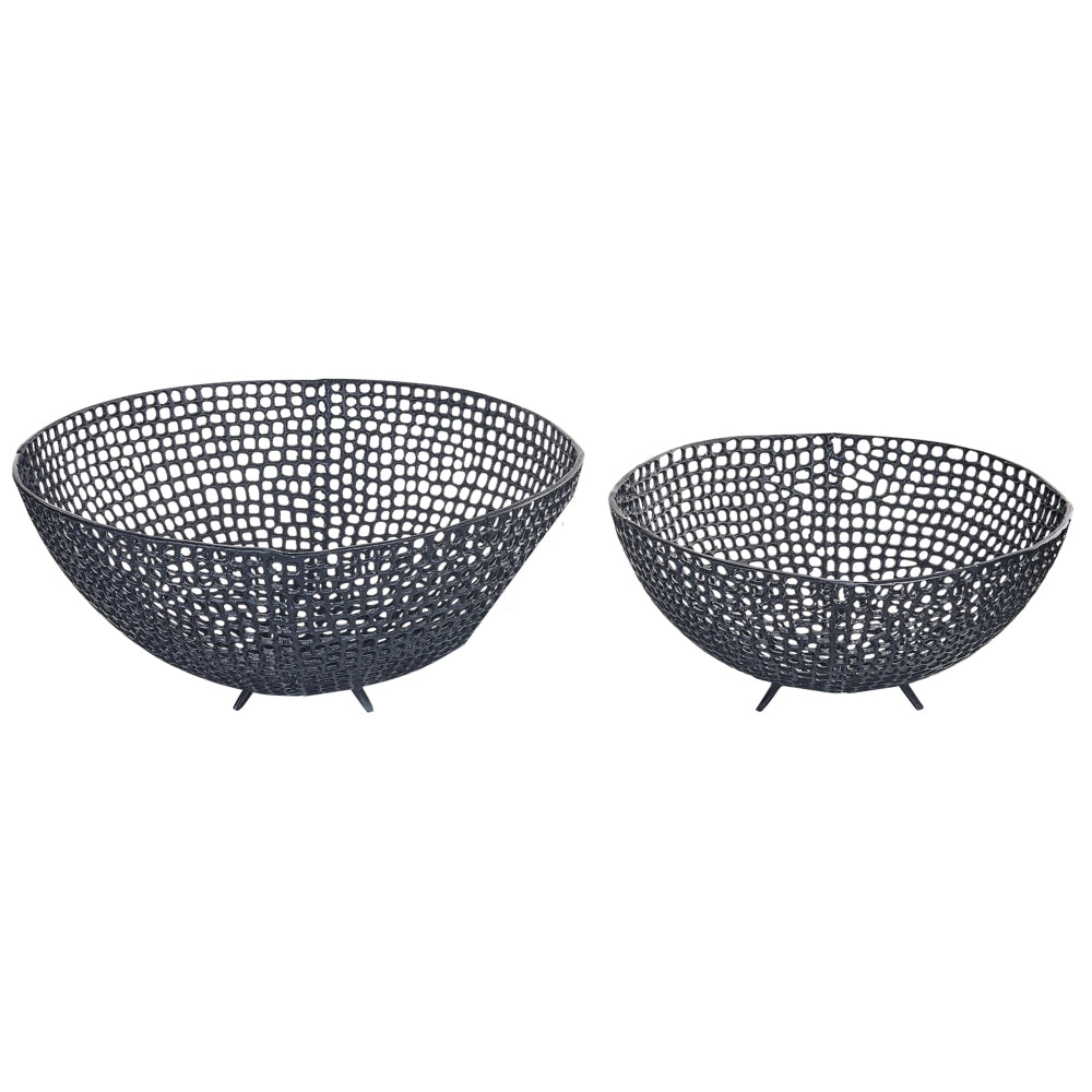 Vassoio decorativo in metallo nero Accessori rotondi Vassoio con design traforato