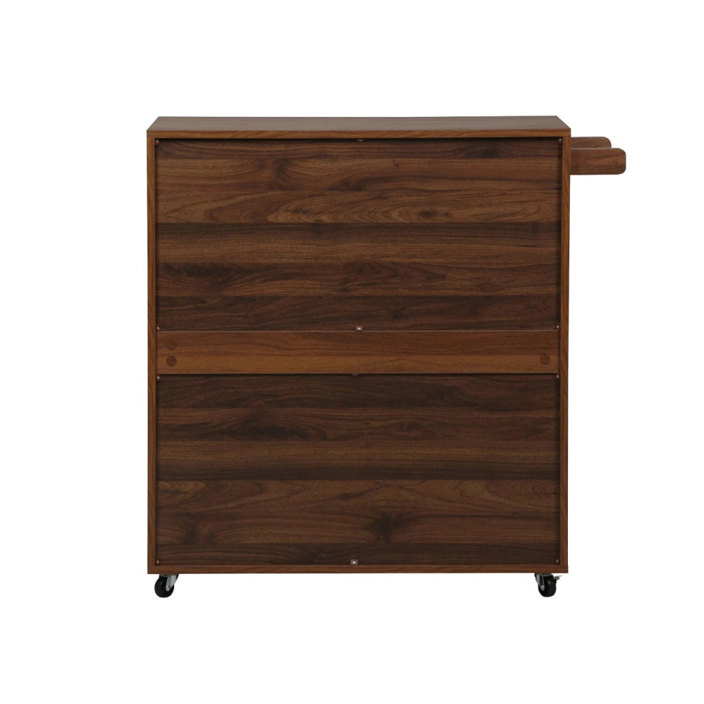 Carrello da cucina in legno decorato con 1 cassetto, 80cm, noce