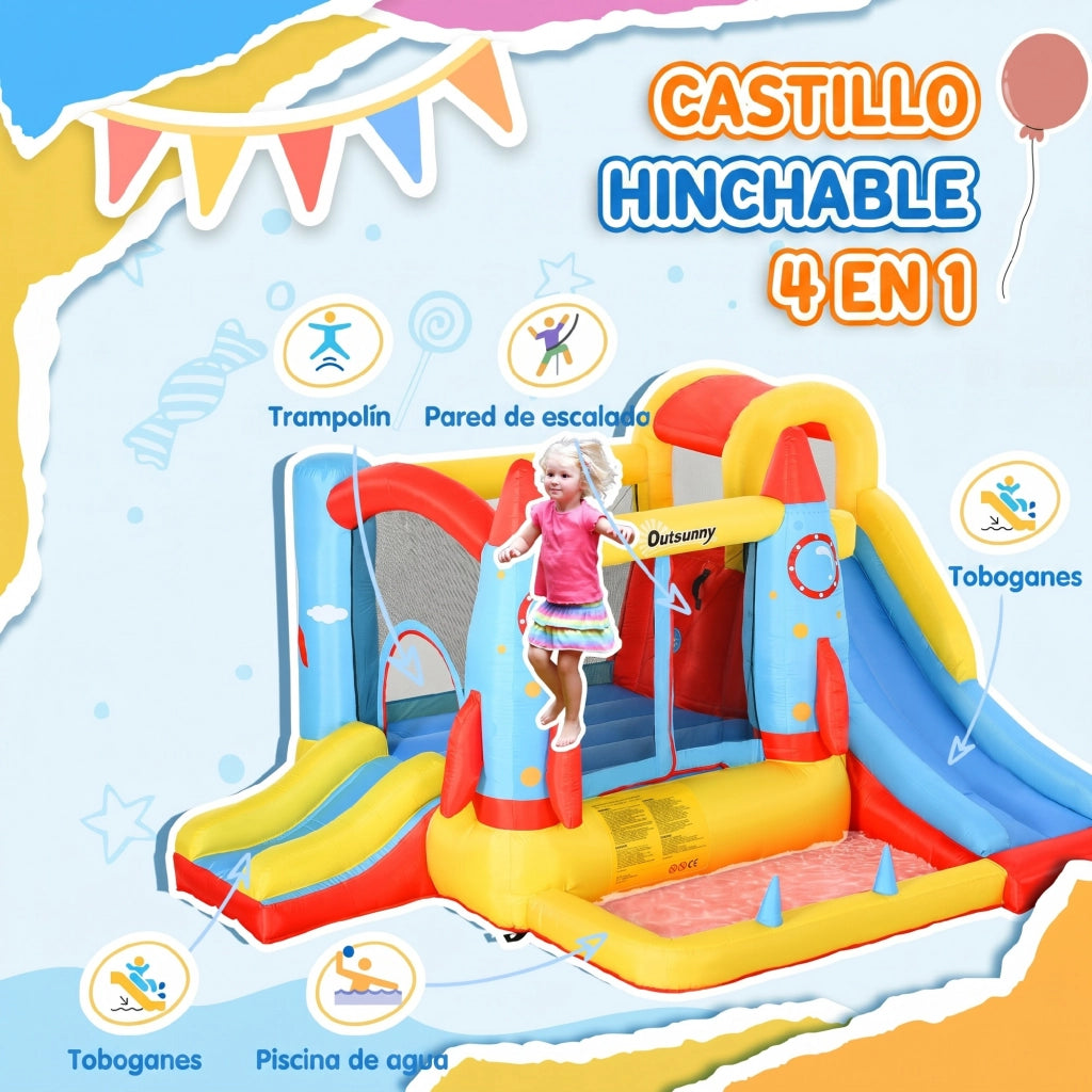Casetta gonfiabile per bambini con 2 scivoli e piscina ¨C zephmum ¨C 330x265x185 cm multicolore