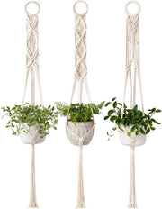 Set di 3 cesti in macramé da appendere, supporti per piante per parete, cesti per piante, vasi per fiori, decorazione per la casa Boho, 99 cm