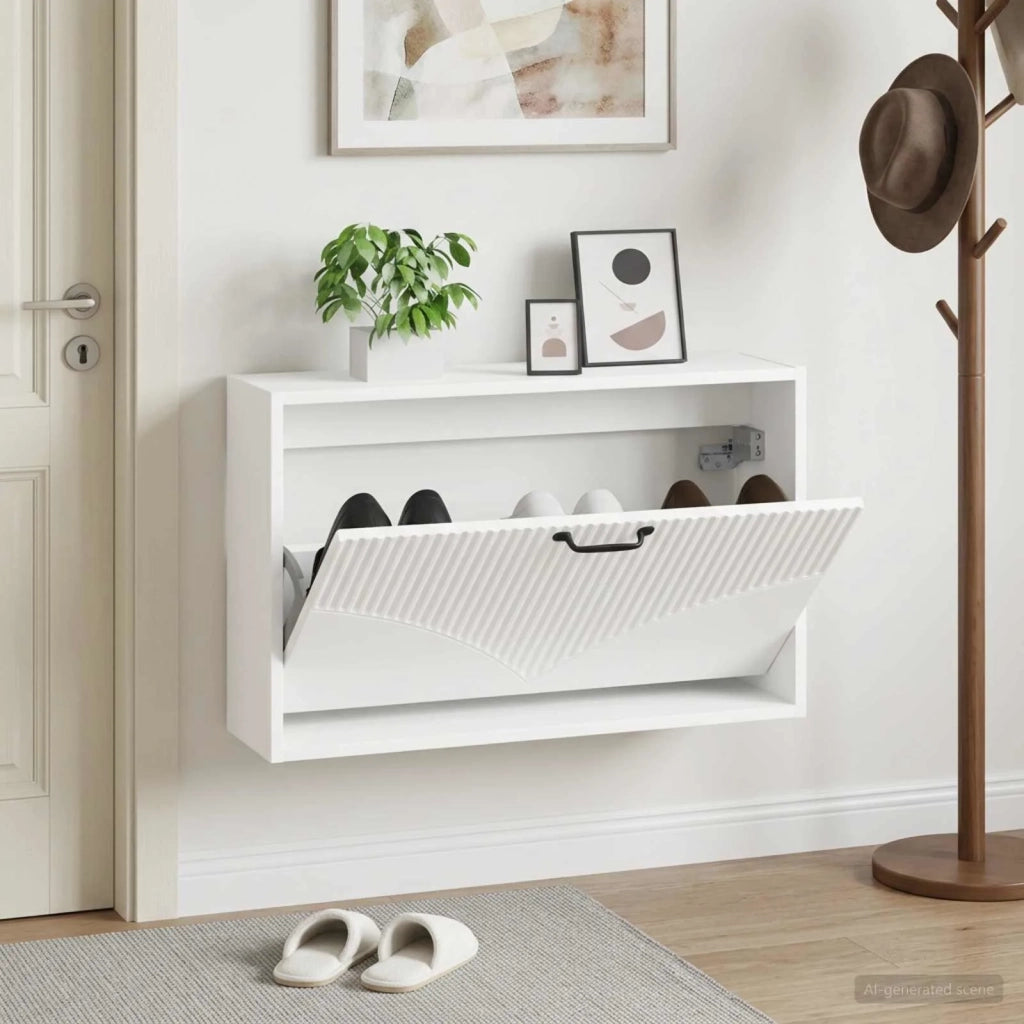 Mobiletto per Scarpe da Muro HOORN 71 x 17 x 43 cm Bianco 897285
