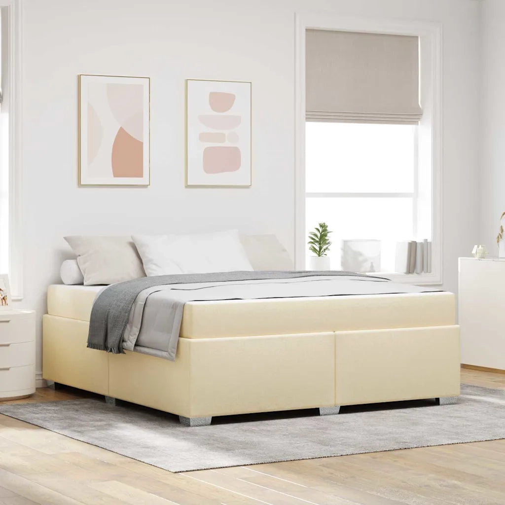 Struttura del letto con materasso Crema 180 x 200 cm Tessuto