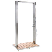 Set Doccia Miscelatore da Giardino per Esterni Moderno in Acciaio Inox Color Argento e Marrone Chiaro Surama