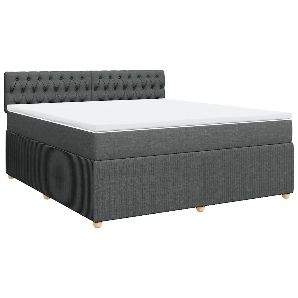 Giroletto a Molle con Materasso Grigio Scuro 180x200 cm Tessuto