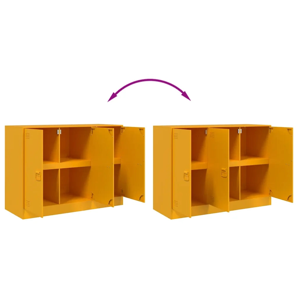 Credenza | Madia | Buffet da pranzo | Armadio da pranzo Giallo Senape 99x39x73 cm in Acciaio