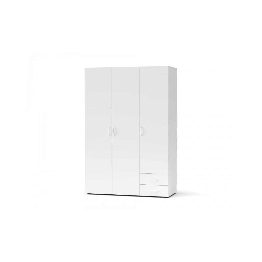 Armadio 3 ante e 2 cassetti Seba3 120x51,6x177h colore bianco