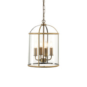 Lampada a sospensione Lambeth ottone anticato vetro 4xE14