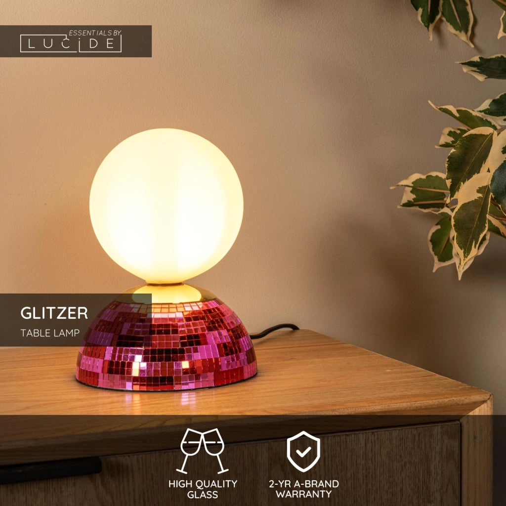 Lampada da tavolo retro GLITZER 1xG9 vetro rosa Lucide