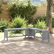 Panca Giardino Angolare e Fioriera 117cm Massello Acacia Grigia 311824