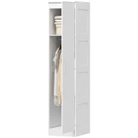 Armadio Multiuso con Asta Appendiabiti, Ripiano, Porta a Chiusura Dolce 40 x 52 x 180 cm Bianco