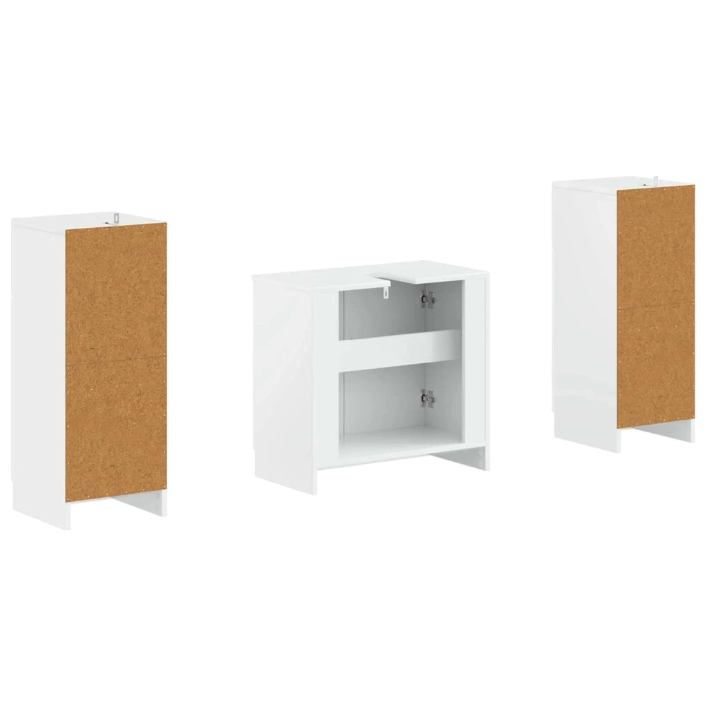 Set di Armadi da Bagno da 2 Pezzi UTRECHT Bianco Lucido 3418057