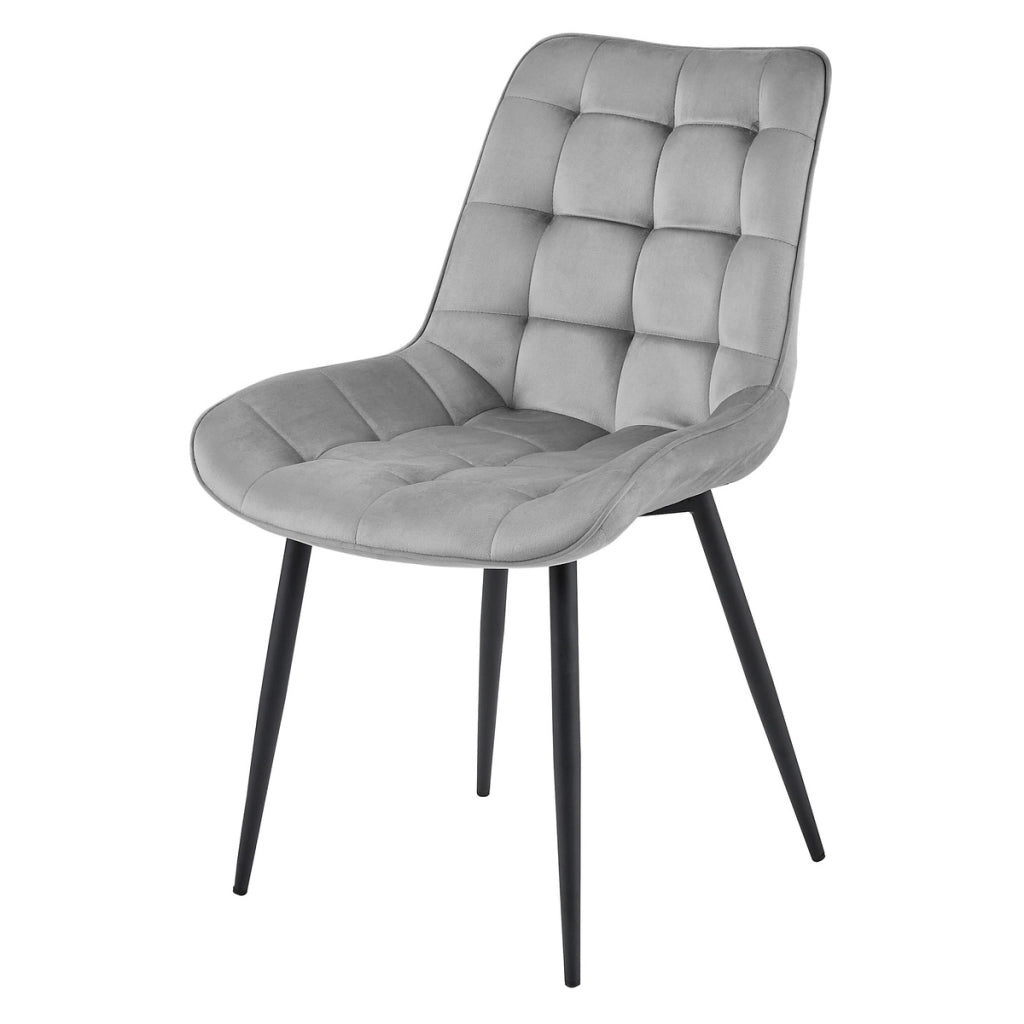 Set di 2 sedie Bera in velluto grigio argento con gambe nere