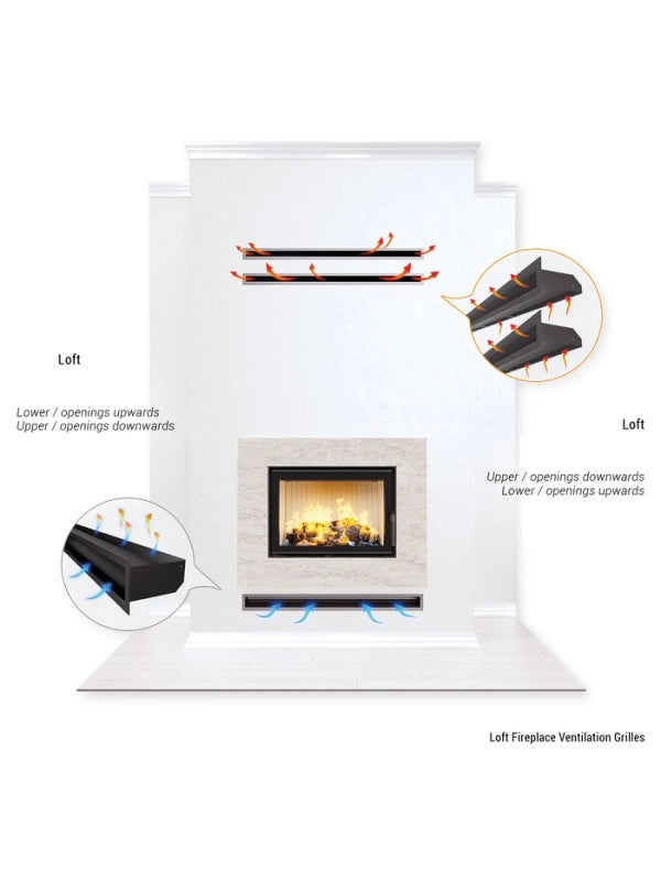 Griglia di ventilazione per camino Crema- Loft 90x400