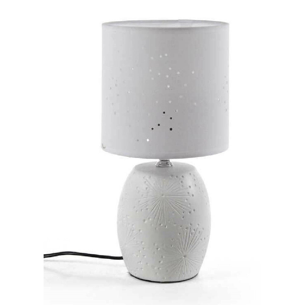 Trade Shop - Lampada Lumetto Abat-jour 15x31cm Da Tavolo E14 Base In Ceramica 2 Colori 806032 -