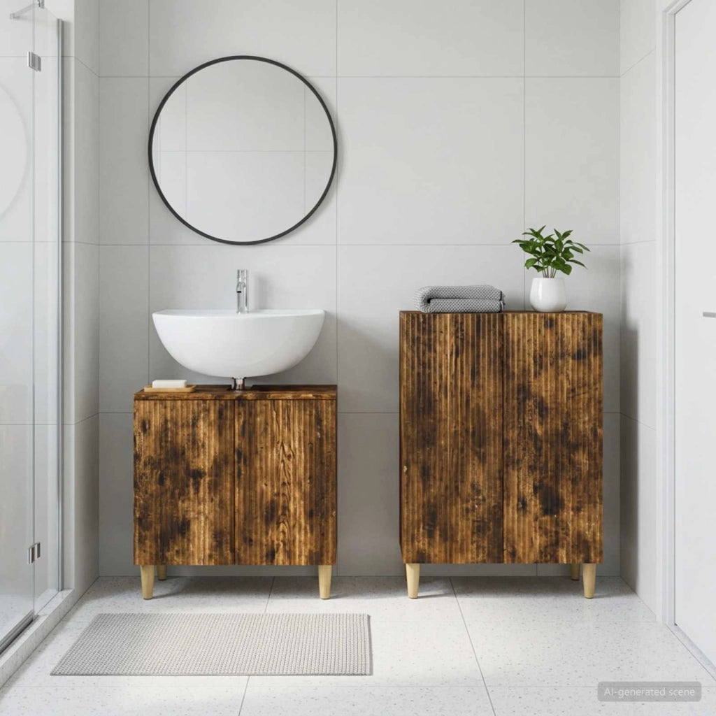 Set di Armadi da Bagno da 2 Pezzi ARNHEM Rovere Fumo 3417608