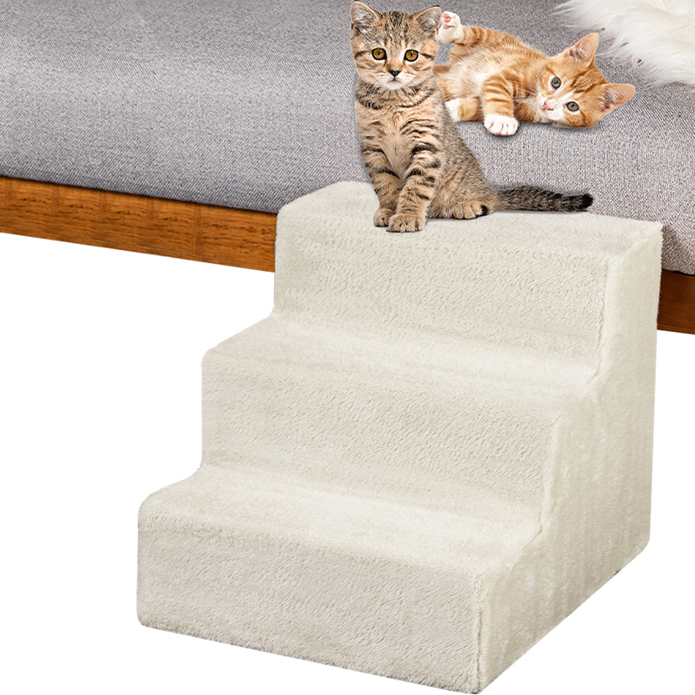 Scala per Animali Domestici Scalini per Gatti e Cani Rivestimento Peluche Beige