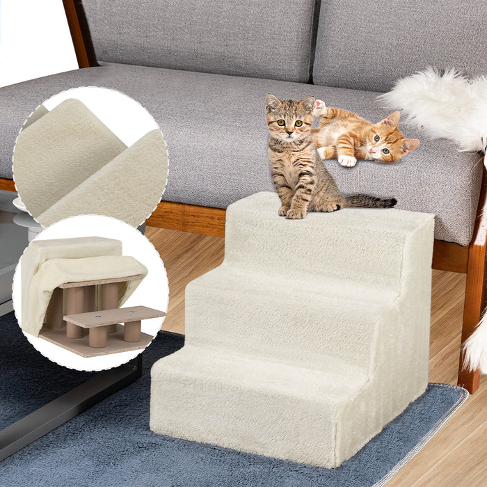 Scala per Animali Domestici Scalini per Gatti e Cani Rivestimento Peluche Beige