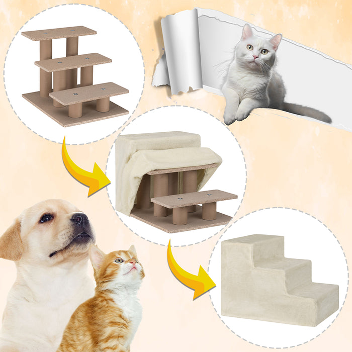 Scala per Animali Domestici Scalini per Gatti e Cani Rivestimento Peluche Beige