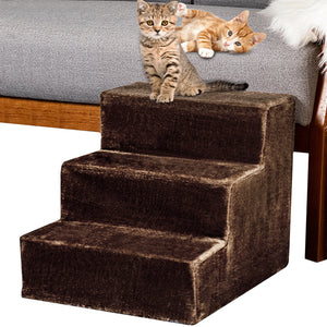 Scala per Animali Domestici Scalini Gatti e Cani Rivestimento Peluche Marrone