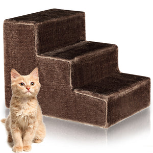 Scala per Animali Domestici Scalini Gatti e Cani Rivestimento Peluche Marrone