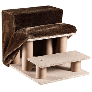 Scala per Animali Domestici Scalini Gatti e Cani Rivestimento Peluche Marrone