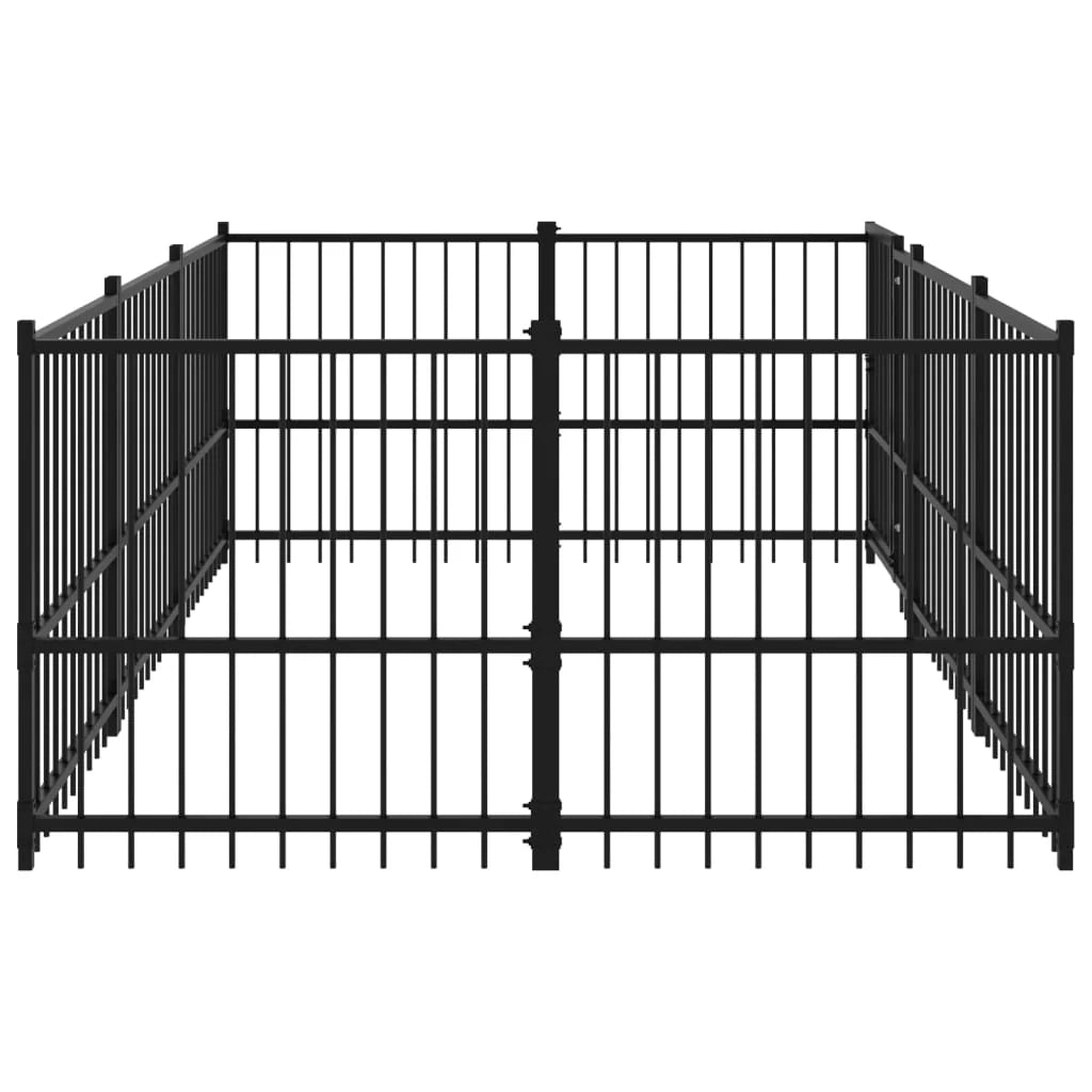Cuccia gabbia per animali da esterno pac per cani in acciaio 5,63 m² nero 02_0041859