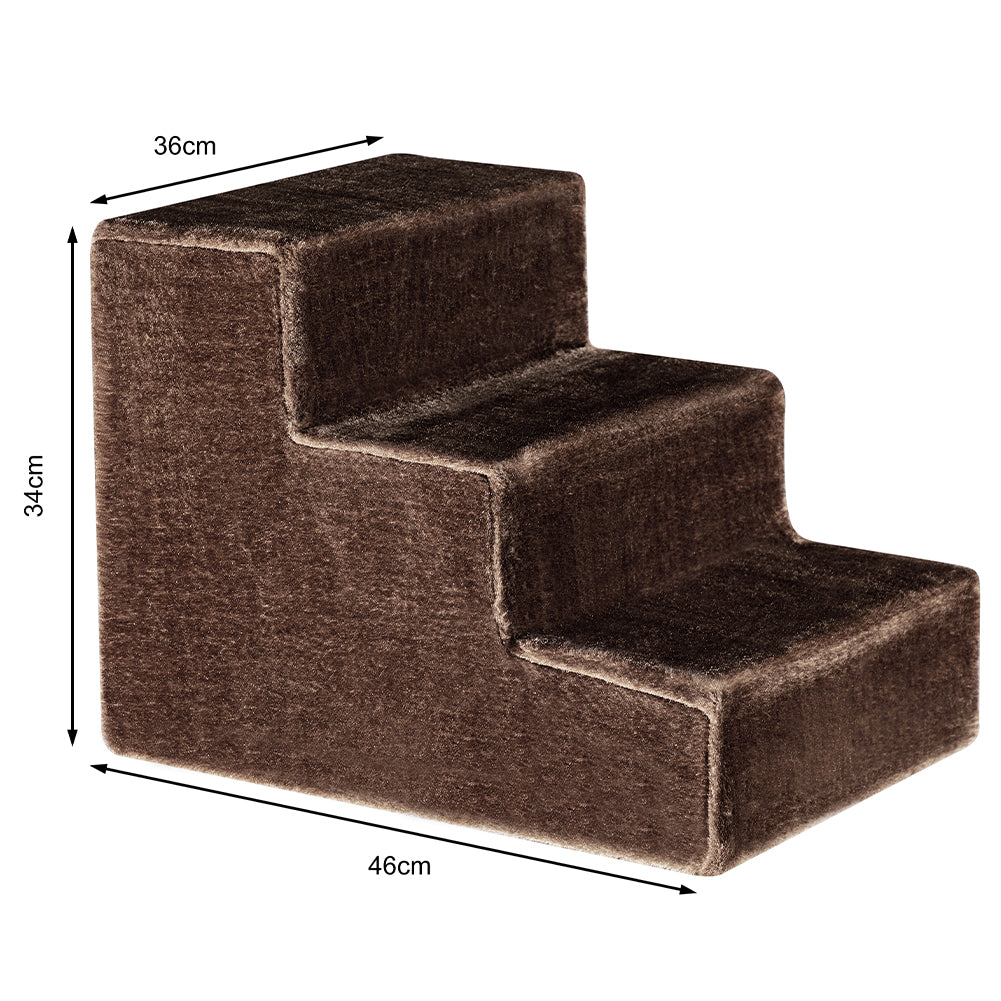 Scala per Animali Domestici Scalini Gatti e Cani Rivestimento Peluche Marrone