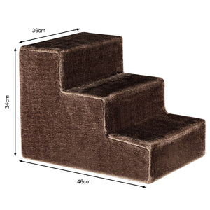 Scala per Animali Domestici Scalini Gatti e Cani Rivestimento Peluche Marrone