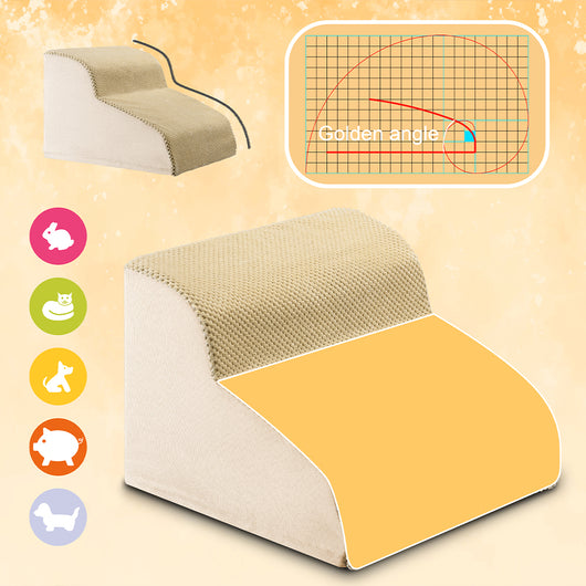 Scala per Animali Domestici Beige 2 Scalini per Gatti e Cani Rullo Rimuovi Peli