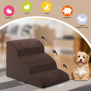 Scala per Animali Domestici Marrone 3 Scalini per Gatti e Cani Rullo RimuoviPeli