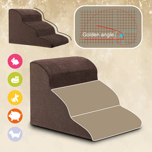 Scala per Animali Domestici Marrone 3 Scalini per Gatti e Cani Rullo RimuoviPeli