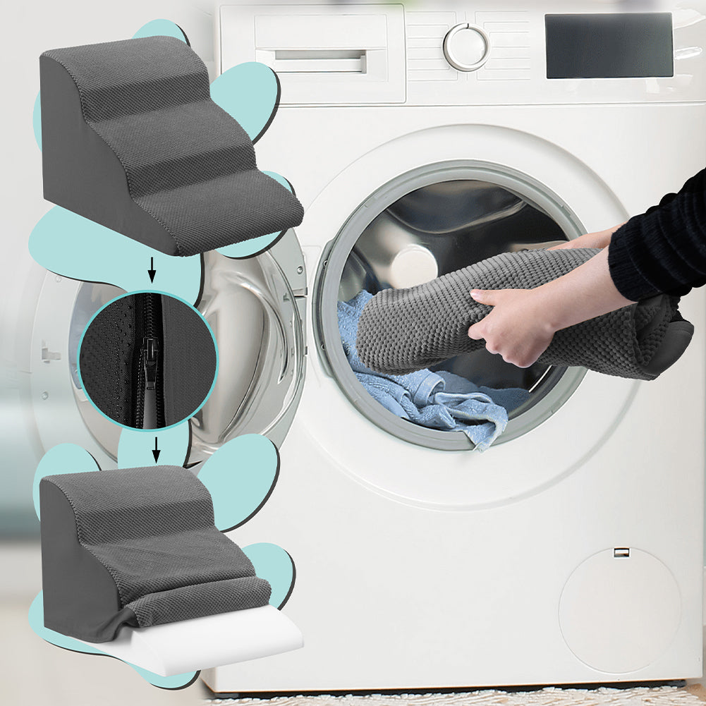 Scala per Animali Domestici Grigio 3 Scalini per Gatti e Cani Rullo Rimuovi Peli