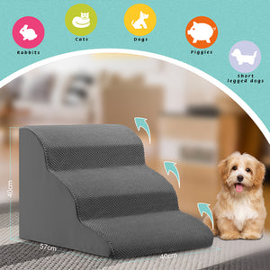 Scala per Animali Domestici Grigio 3 Scalini per Gatti e Cani Rullo Rimuovi Peli