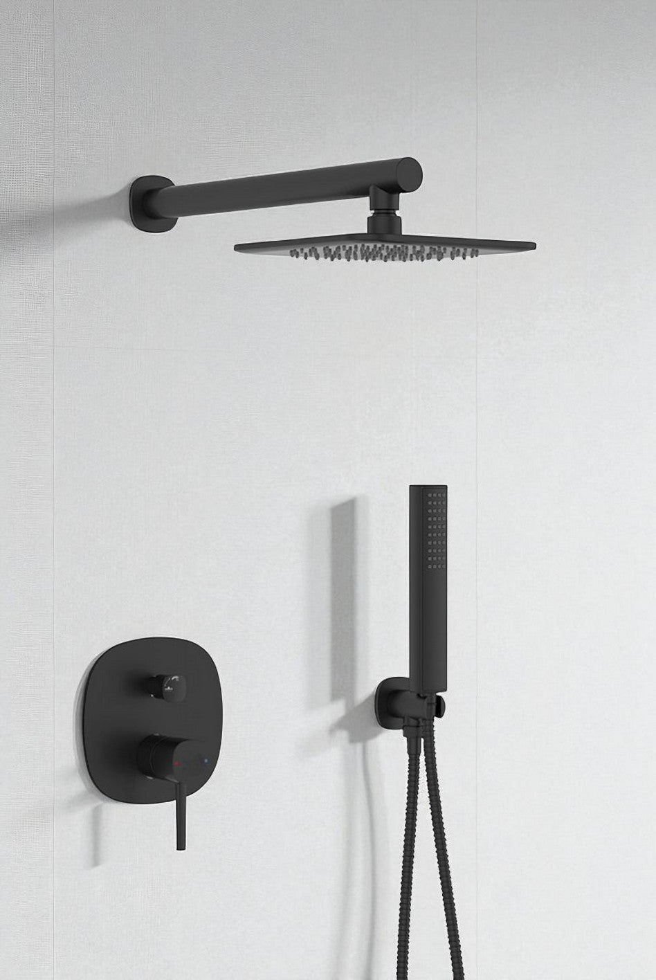 Set doccia – nero opaco, soffione, braccio doccia e miscelatore doccia
