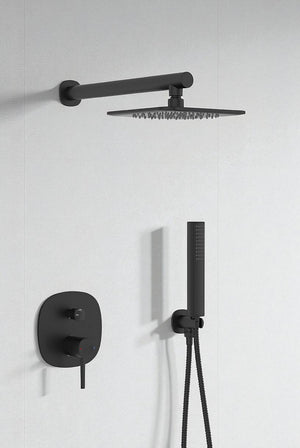 Set doccia – nero opaco, soffione, braccio doccia e miscelatore doccia