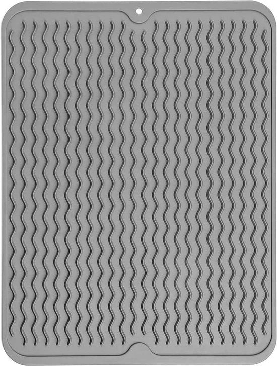 2 pezzi di afdruipmatta in silicone, afdruipmat antiscivolo ecosostenibile per cucina, facile da pulire, afdruipmat per piano di lavoro (due misure: 30*40cm e 40*50cm) - grigio smaltato-30*40cm