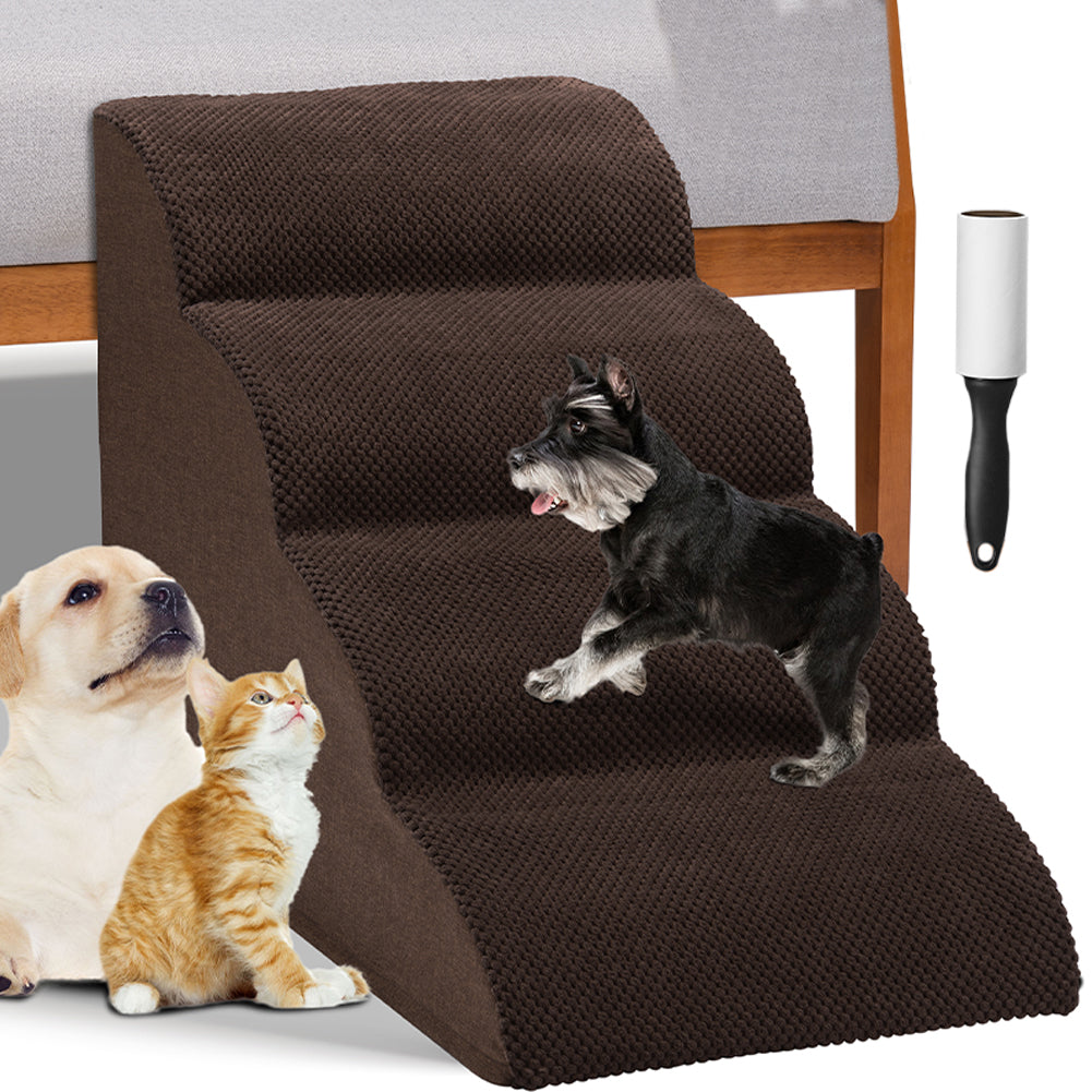 Scala per Animali Domestici Marrone 4 Scalini per Gatti e Cani Rullo RimuoviPeli