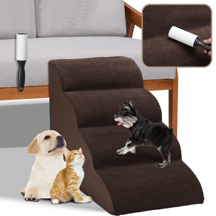 Scala per Animali Domestici Marrone 4 Scalini per Gatti e Cani Rullo RimuoviPeli