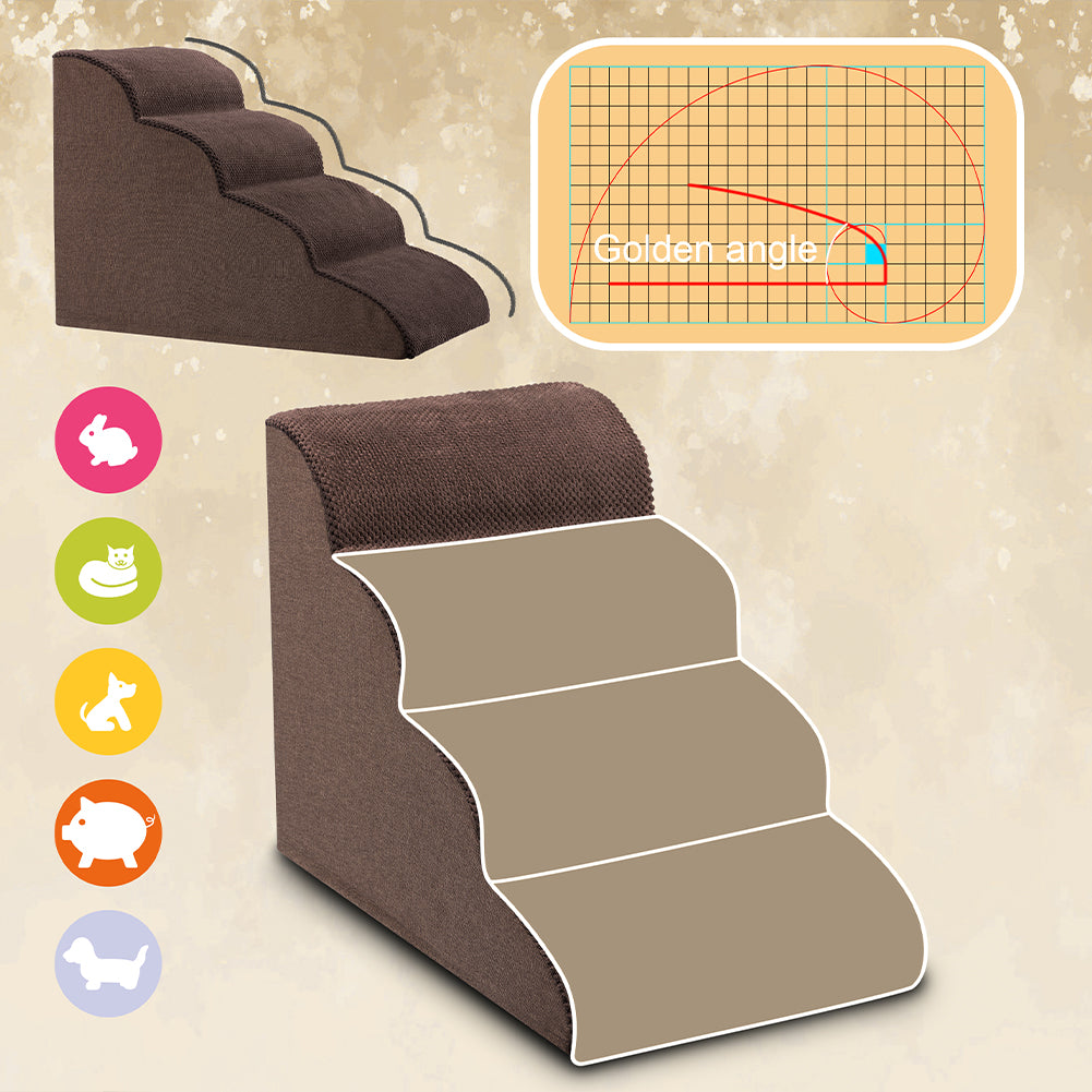 Scala per Animali Domestici Marrone 4 Scalini per Gatti e Cani Rullo RimuoviPeli