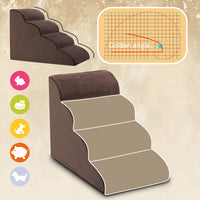 Scala per Animali Domestici Marrone 4 Scalini per Gatti e Cani Rullo RimuoviPeli