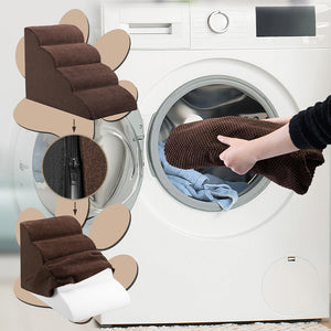 Scala per Animali Domestici Marrone 4 Scalini per Gatti e Cani Rullo RimuoviPeli