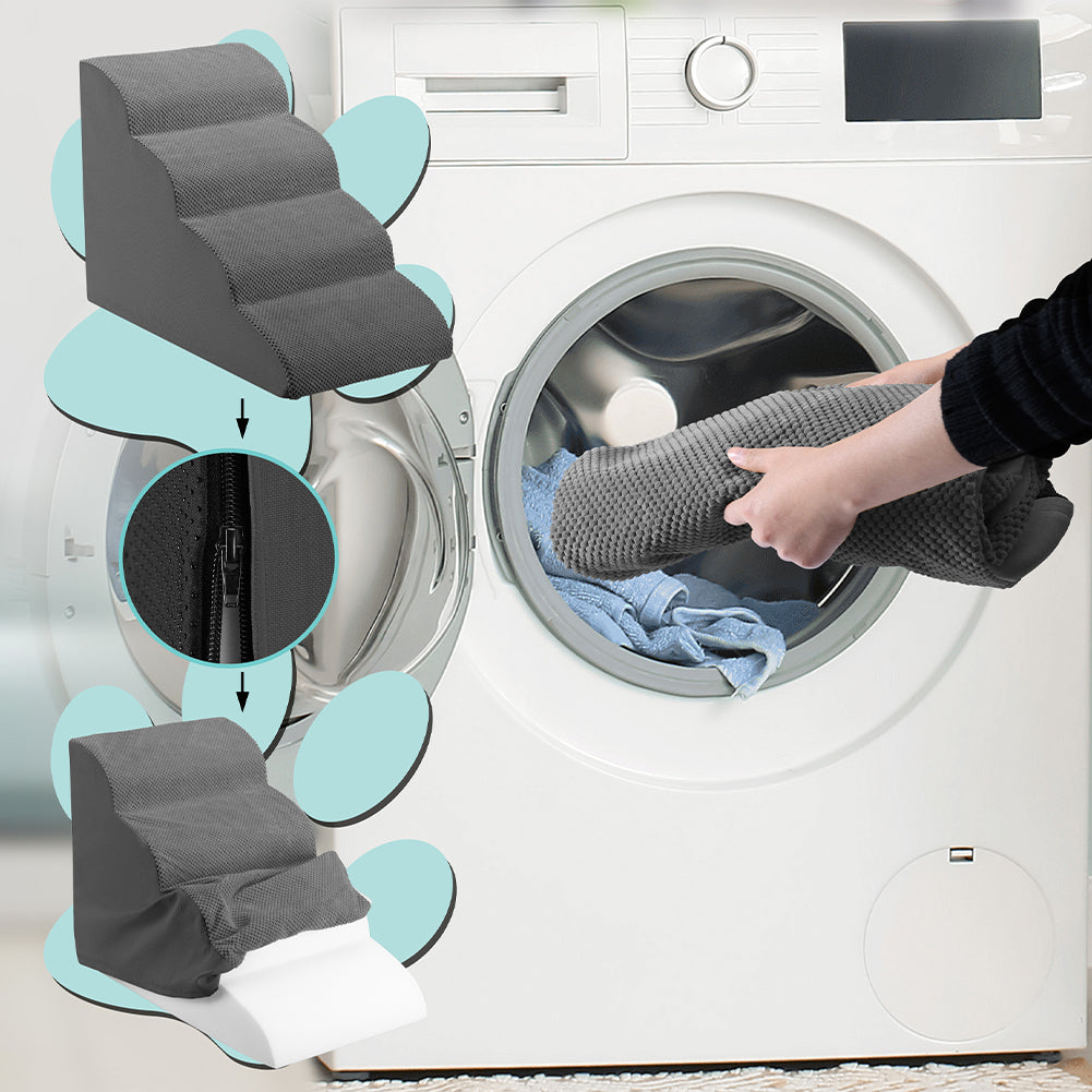 Scala per Animali Domestici Grigio 4 Scalini per Gatti e Cani Rullo Rimuovi Peli