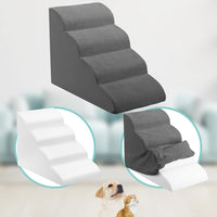 Scala per Animali Domestici Grigio 4 Scalini per Gatti e Cani Rullo Rimuovi Peli