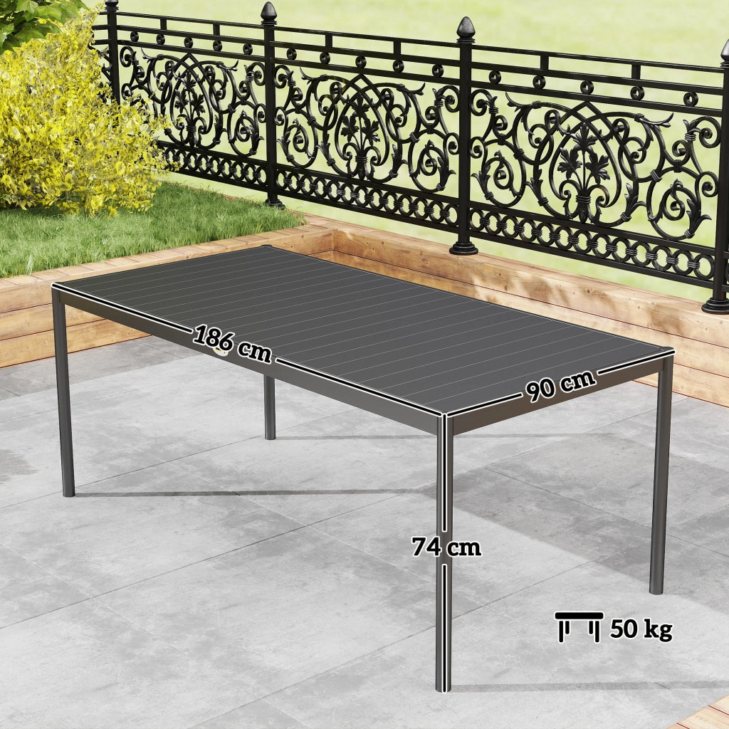 Tavolo da pranzo per giardino ¨C Zephmum ¨C Grigio, metallo, 186x90x74 cm