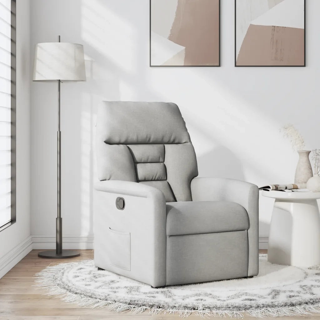 Poltrona | Sedia Relax Reclinabile in Tessuto Grigio Nuvola