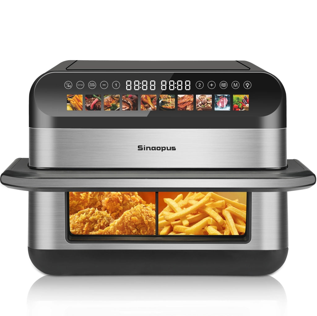 Friggitrice ad aria ULEVR 10 L a doppio cestello con controllo indipendente, 10 programmi, nera