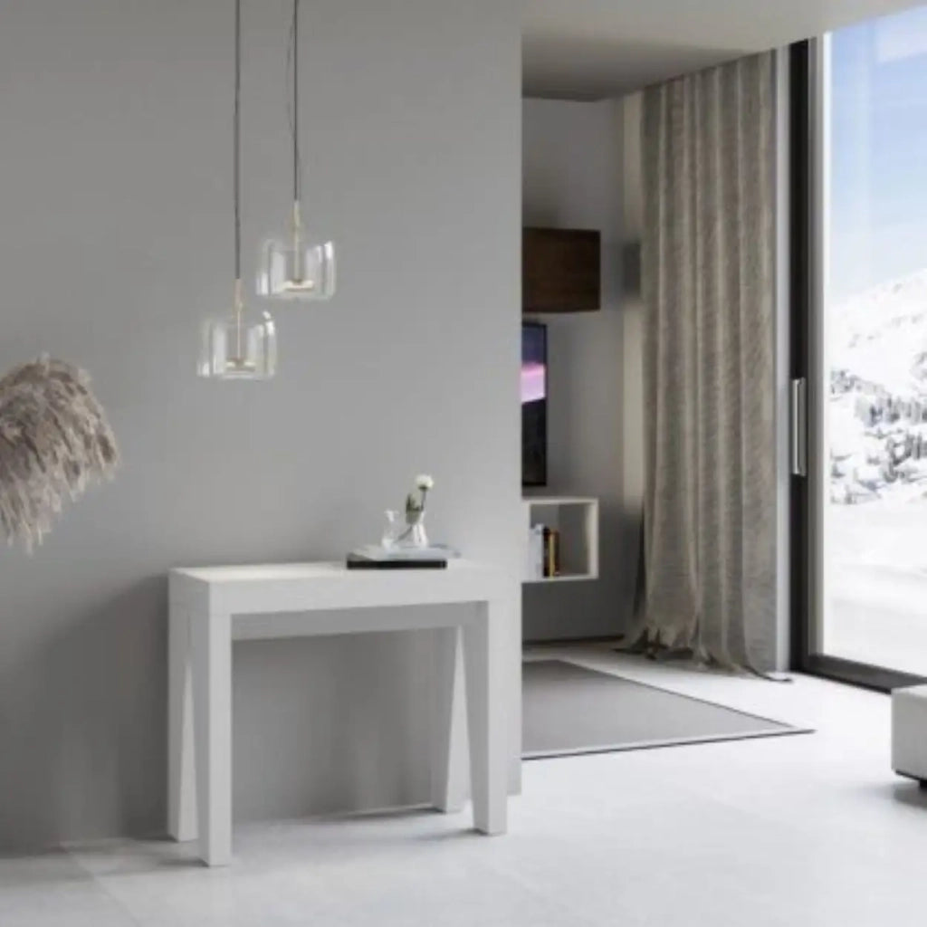 Consolle allungabile 90x40/196 cm Naxy Small bianco frassino