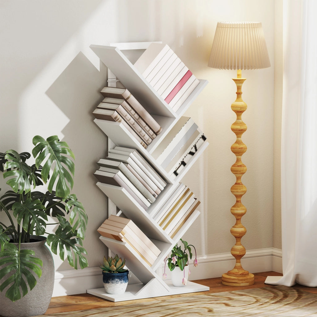 Libreria a Forma di Albero con 7 Ripiani ¨C Xylo ¨C Bianco 50x24x109 cm