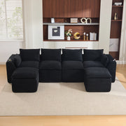 Divano modulare 322x161 cm in velluto a coste nero HOMVRA