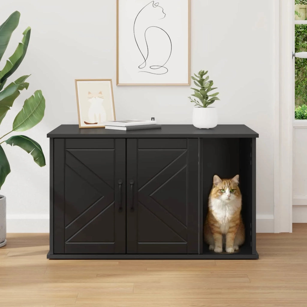 Casa per Gatti Nero 85 x 55 x 50 cm Legno multistrato